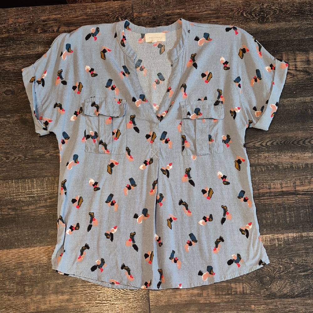 MELLODAY Multicolor Abstract Print Blouse